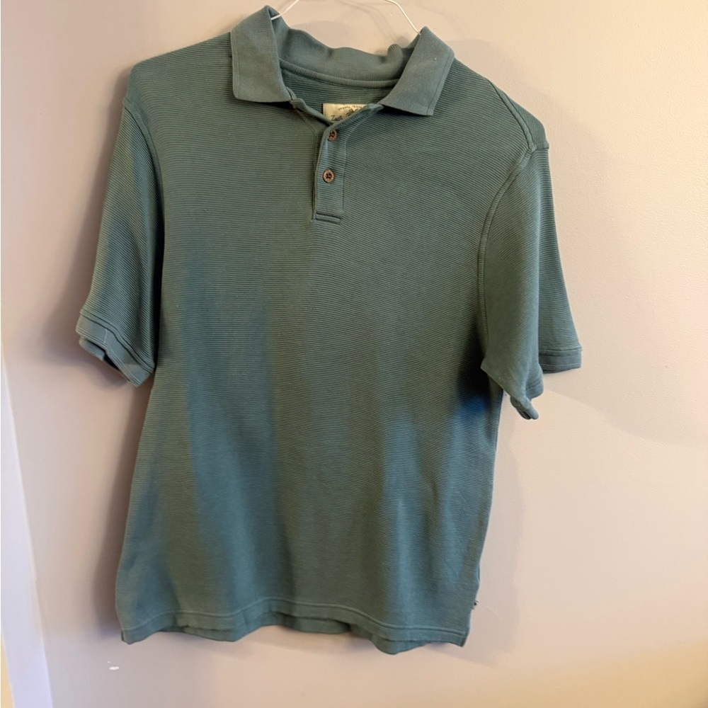 Island Shores Washable Silk Polo Shirt Green Size Medium